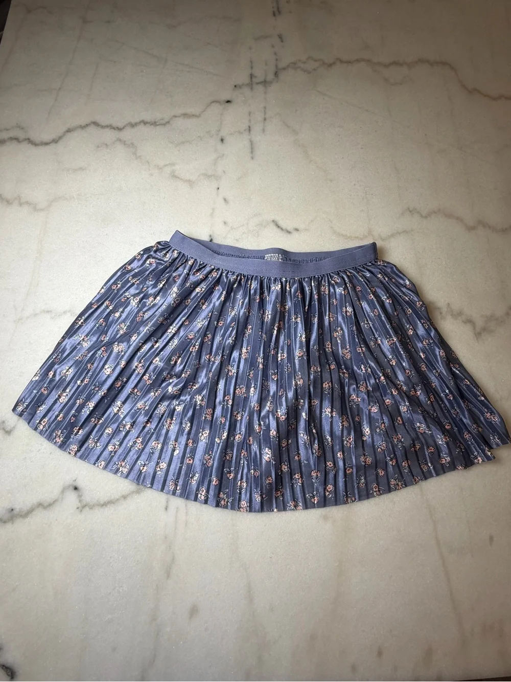 OshKosh B'gosh Navy Blue Pleated Floral Skirt